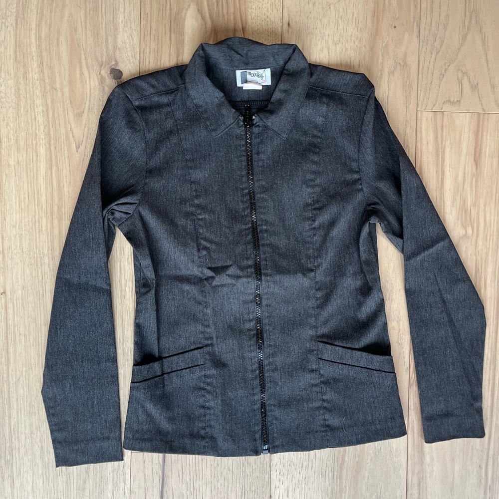 True Vintage Gray Zip Up Blazer